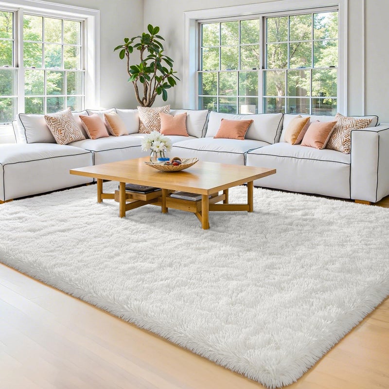 HOMORE Area Rug for Living Room 5x8 Fluffy Rug Modern Shag Rugs for Bedroom, Super Soft and Comfy Carpet, Cute Carpets for Kids Nursery Boys Girls Room Decor, Ivory - Image 2